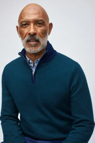 Maglione in lana merino con mezza zip