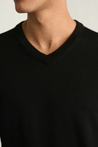 Maglione in lana merino lavabile con scollo a V