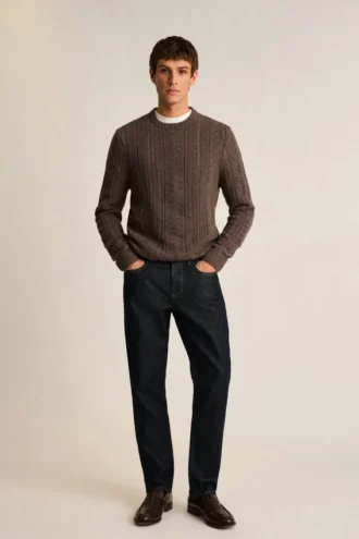 Maglione in merino con trecce