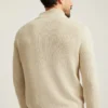 Maglione in misto cotone e lino con mezza zip