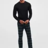 Pantaloni chino elasticizzati in tartan natalizio