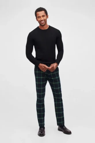 Pantaloni chino elasticizzati in tartan natalizio