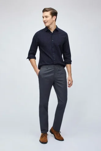 Pantaloni chino elasticizzati tinti in filo