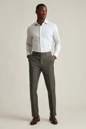 Pantaloni da completo in lana spazzolata elasticizzata italiana