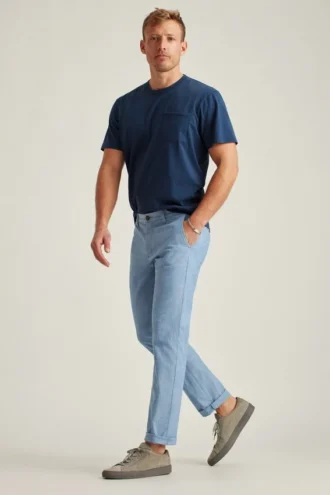Pantaloni in chambray elasticizzato