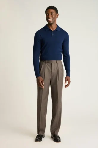 Pantaloni in lana plissettata italiana