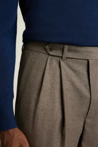 Pantaloni in lana plissettata italiana