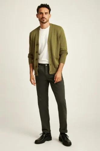 Pantaloni italiani a 5 tasche in tessuto spazzolato