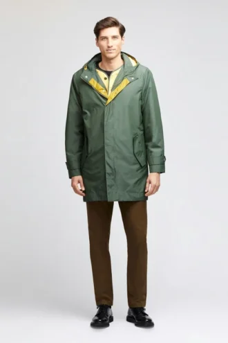 Parka impermeabile da uomo con fondo a coda di pesce