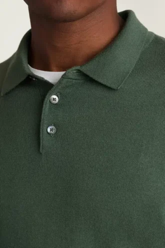 Polo a maniche lunghe in lana merino