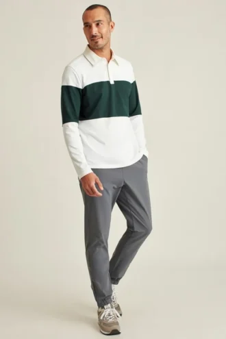 Polo a maniche lunghe in piqué elasticizzato