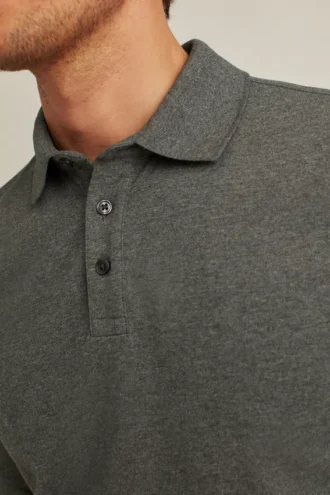 Polo a maniche lunghe in piqué elasticizzato