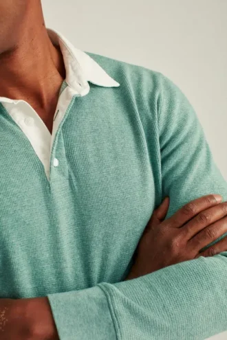 Polo da rugby leggera a trama waffle