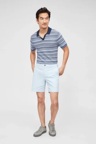 Polo in cotone e cashmere con collo Johnny