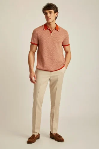 Polo in maglia a motivi geometrici