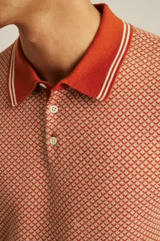 Polo in maglia a motivi geometrici