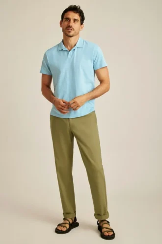 Polo in tessuto fiammato effetto sbiadito dal sole